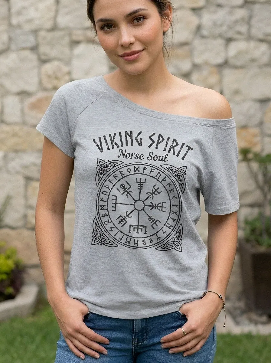 Women's Viking Spirit Norse Soul Vegvisir Printed T-shirt