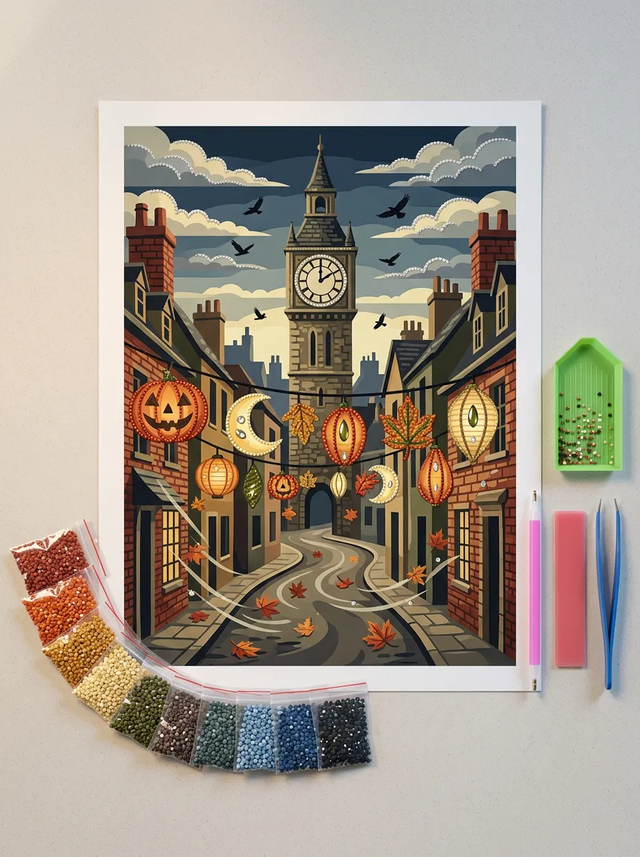 Halloween Big Ben Pumpkin Lantern DIY Diamond Painting Kit