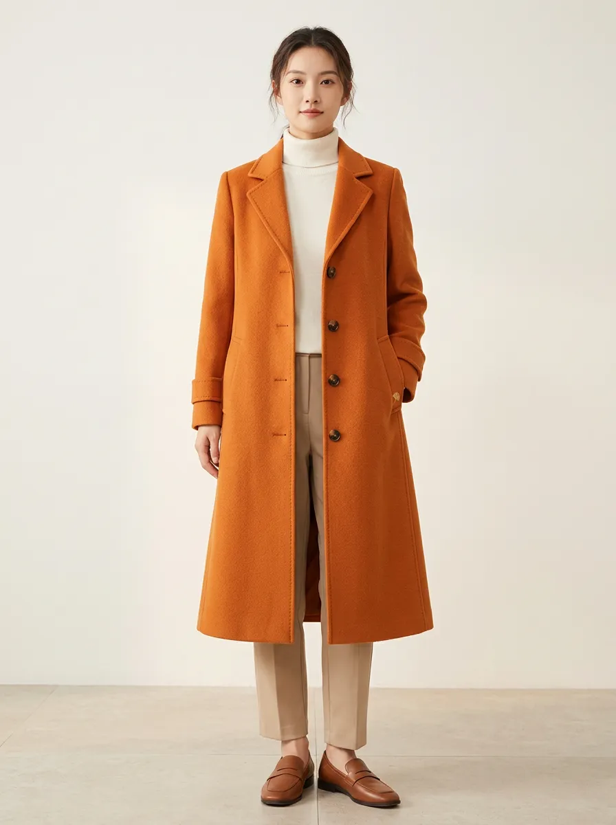 Soft Wool-Blend Longline Outerwear Coat