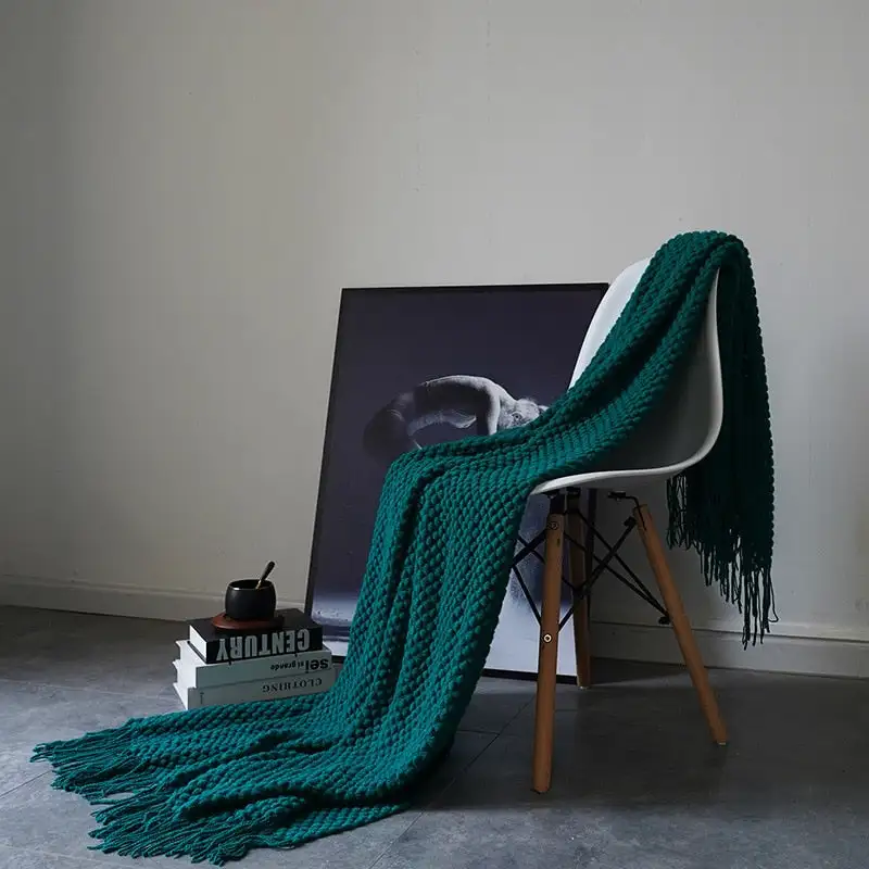 Textured Waffle Knit Throw Blanket