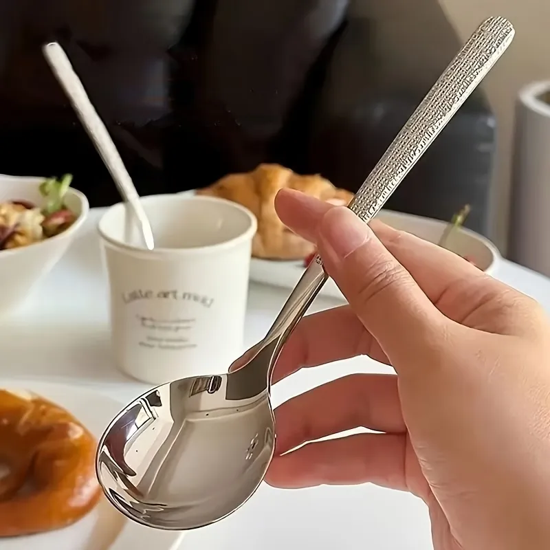 Textured Handle Stainless Steel Spoon