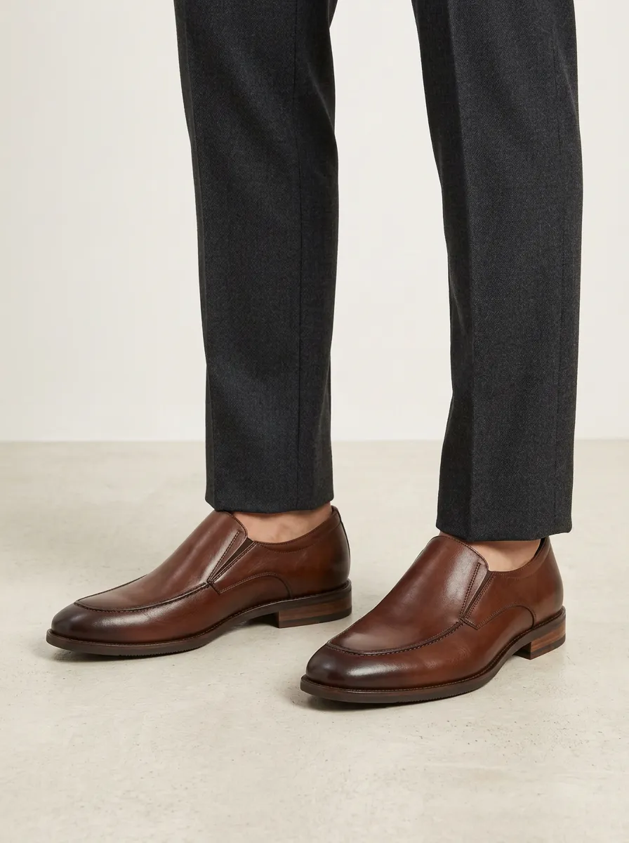 Men's Business Casual Leather Slip-On Loafers