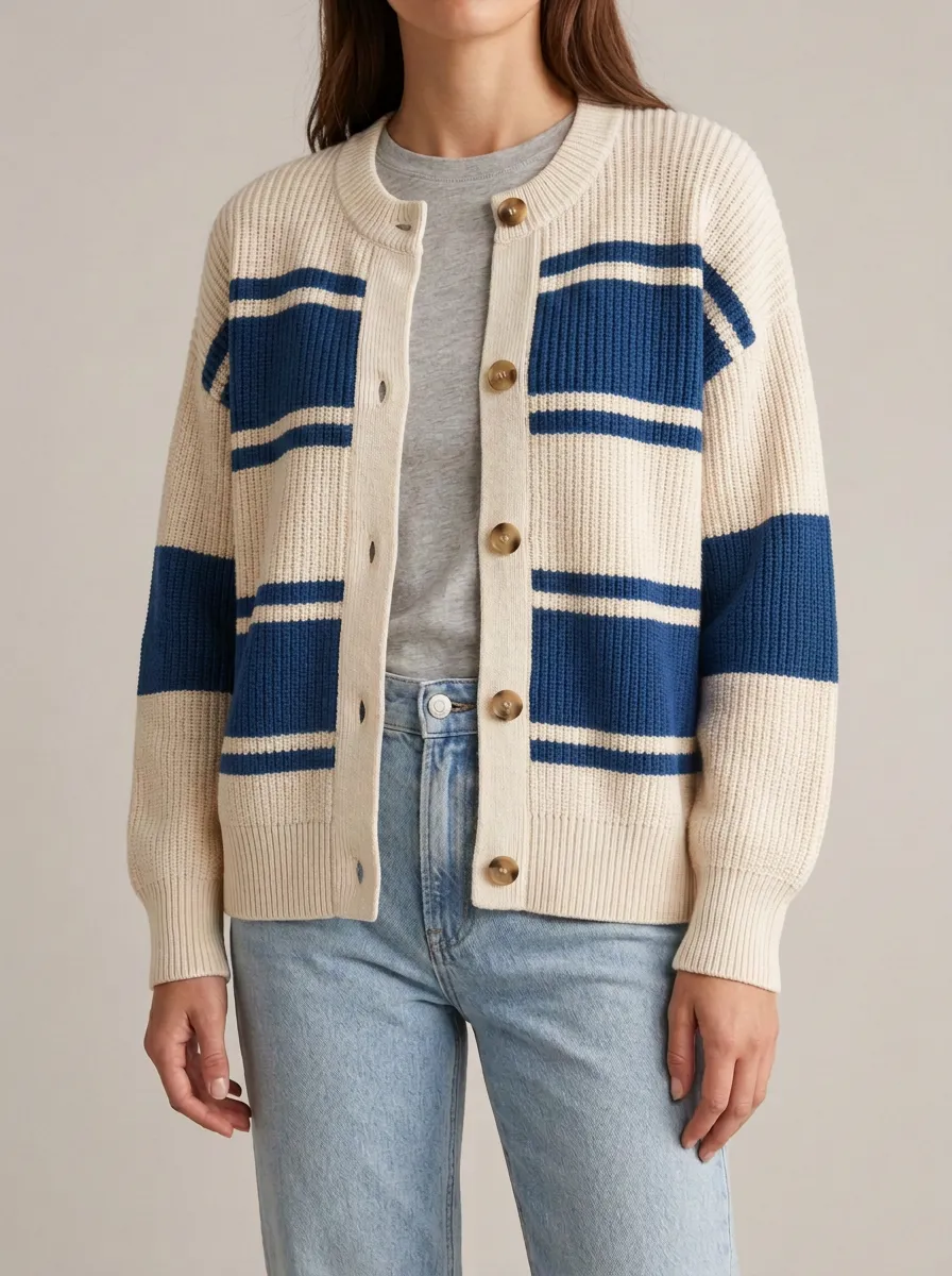 Soft Knit Rugby Striped Knit Cardigan
