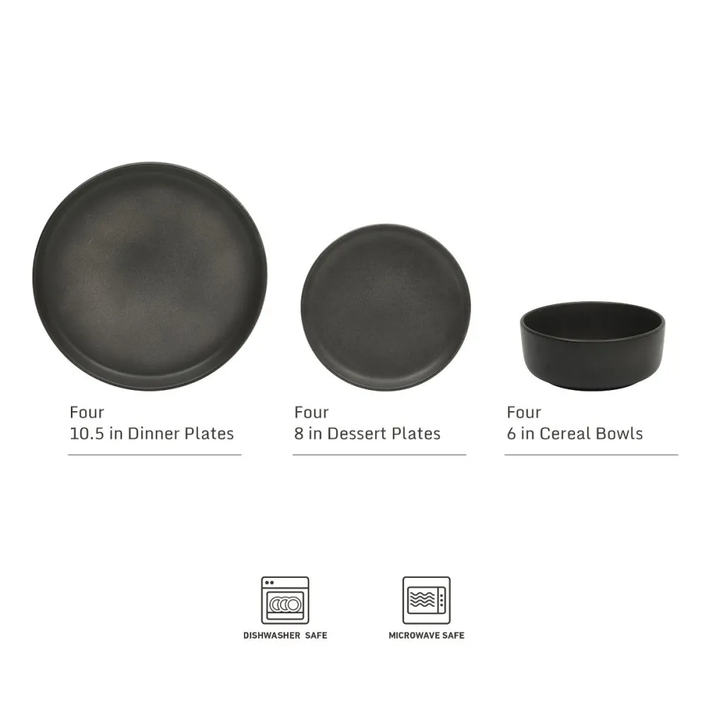 Stoneware Dinnerware Collection 12-Piece Reactive Glaze