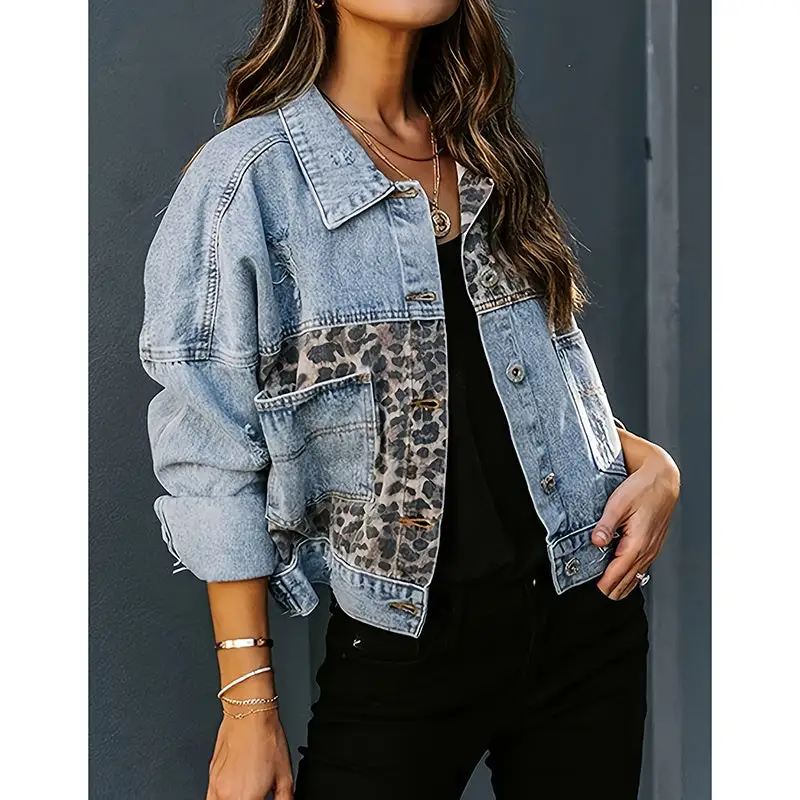 Cropped Distressed Denim Jacket