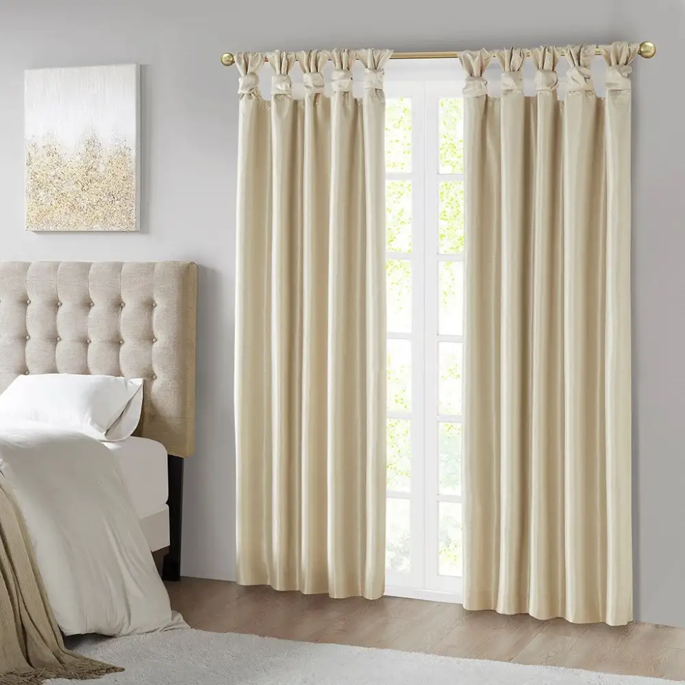 Tailored Total Blackout Faux Silk Twist-Tab Curtain Panel