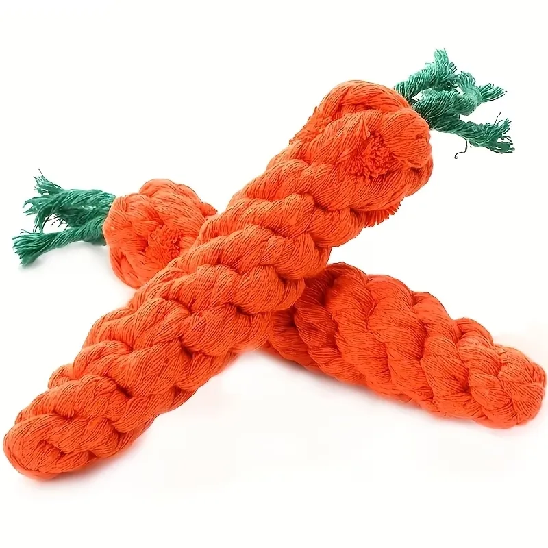 2 Pcs Carrot Dog Rope Toy