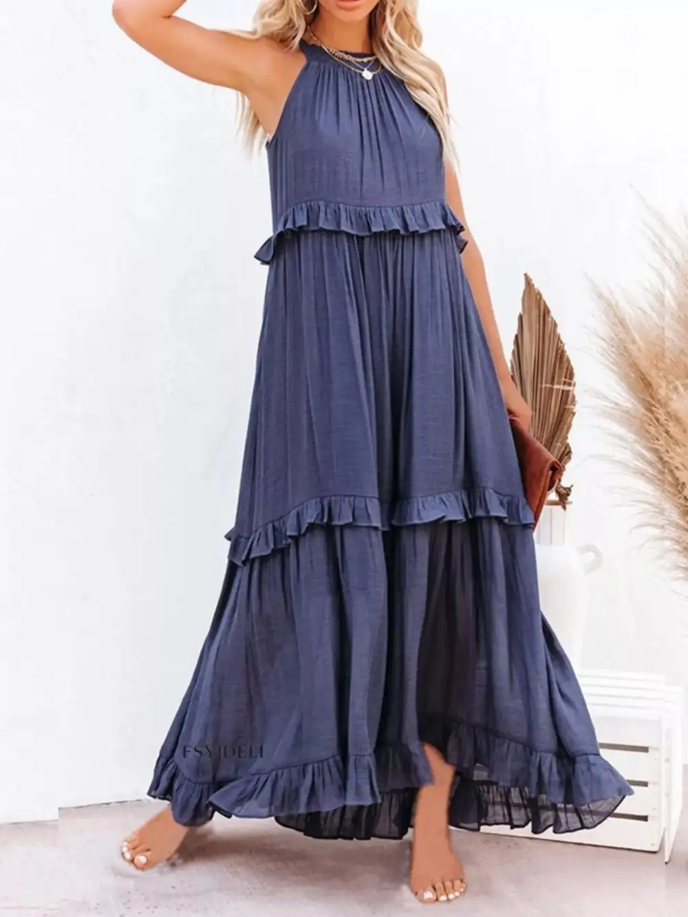 Classic Tiered Sleeveless Maxi Dress