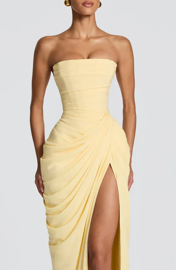 Alissa Strapless Split Backless Maxi Dress
