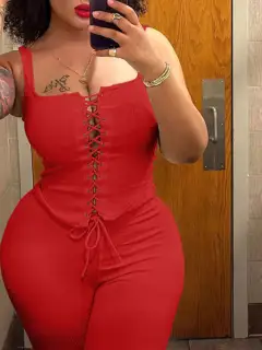 Refined Lace Pants Matching Set