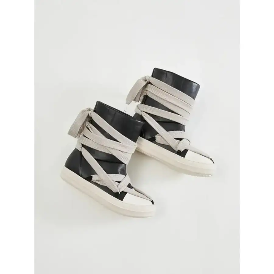 Lace Up Round Neck Sneaker Boots