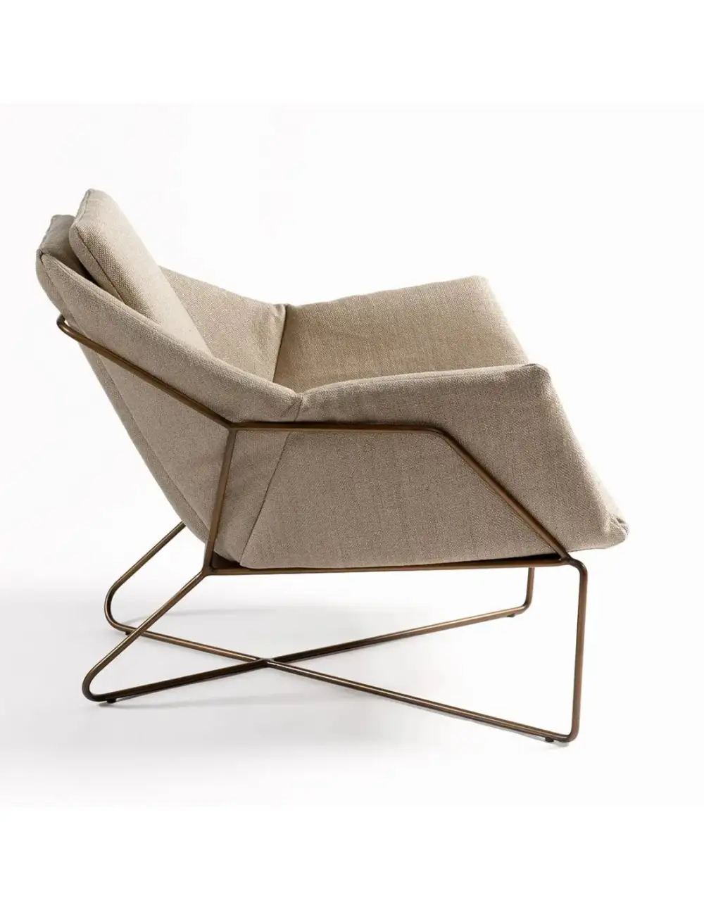Linen Gold Metal Armchair