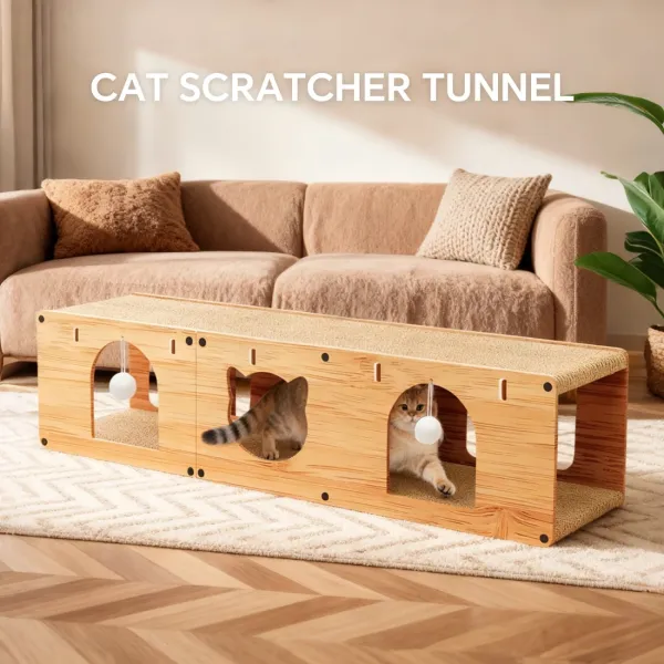 Wooden Cat Play Tunnel