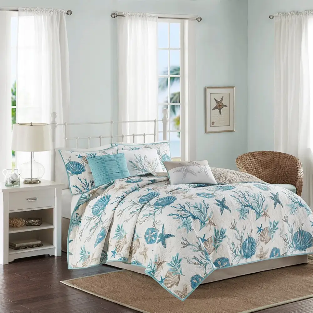 Contemporary Cotton Sateen Quilt Bedding Set