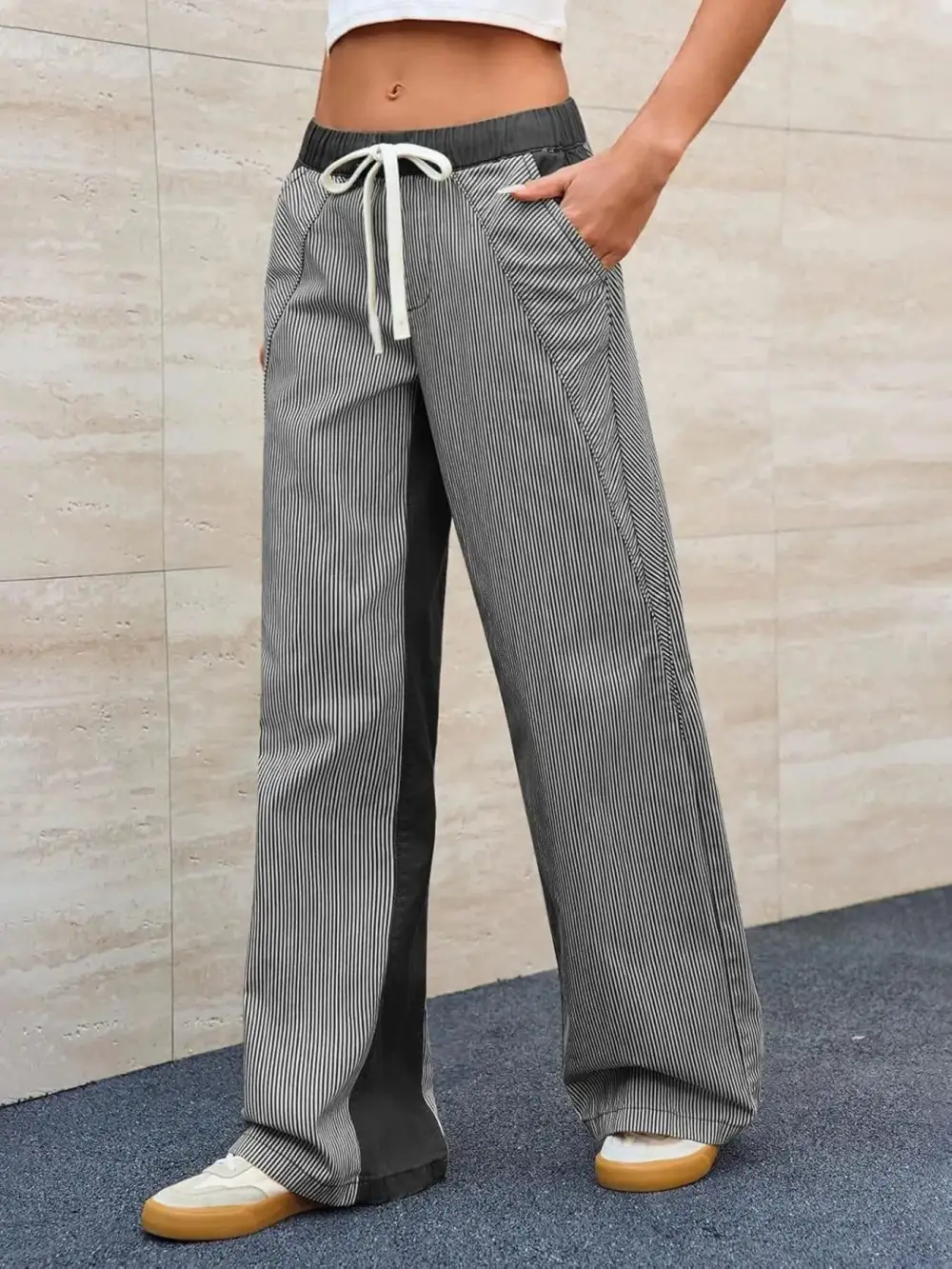 Subtle Texture Flowing Denim Jeans