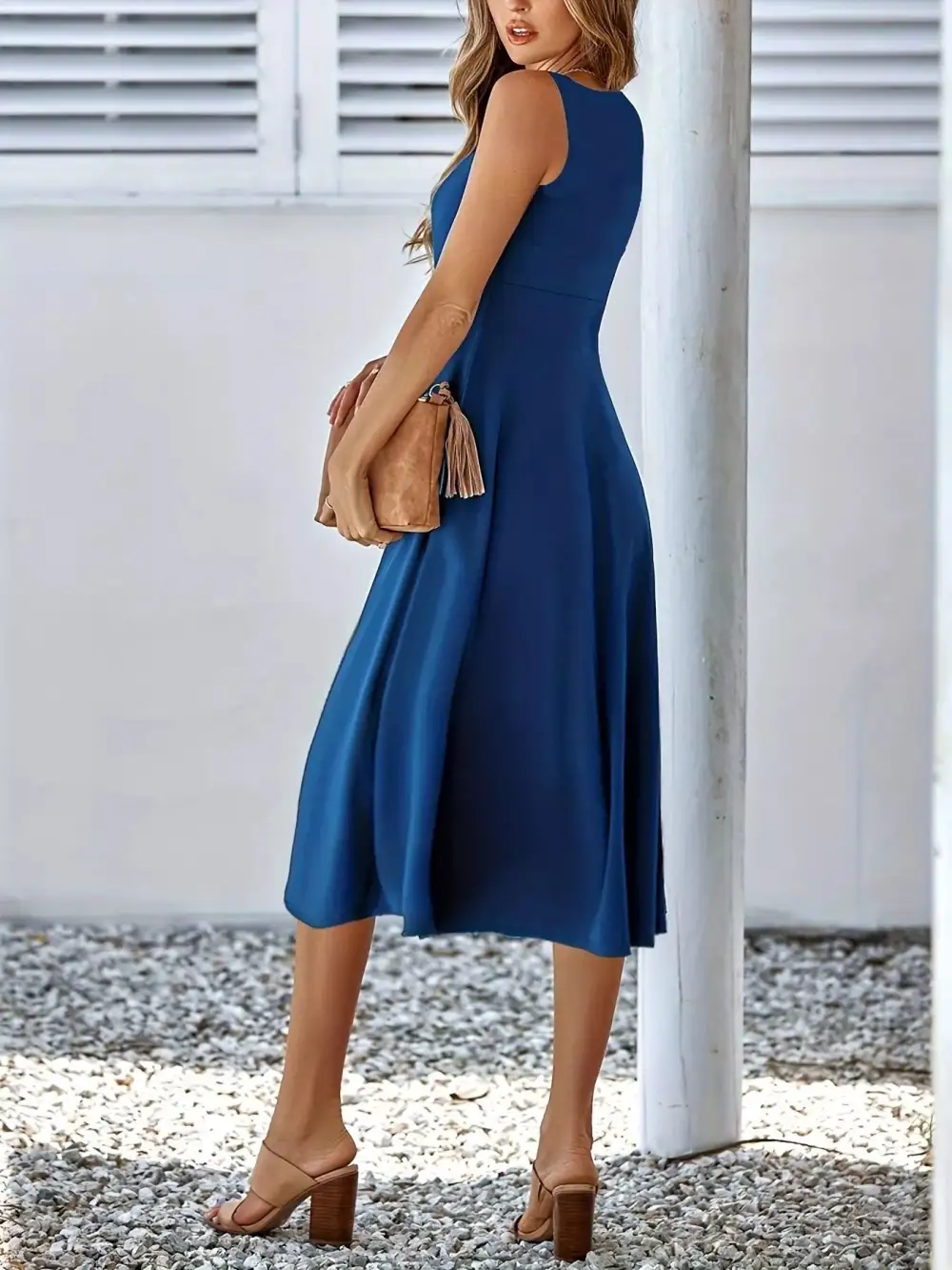 Elegant A Line Sleeveless Midi Dress