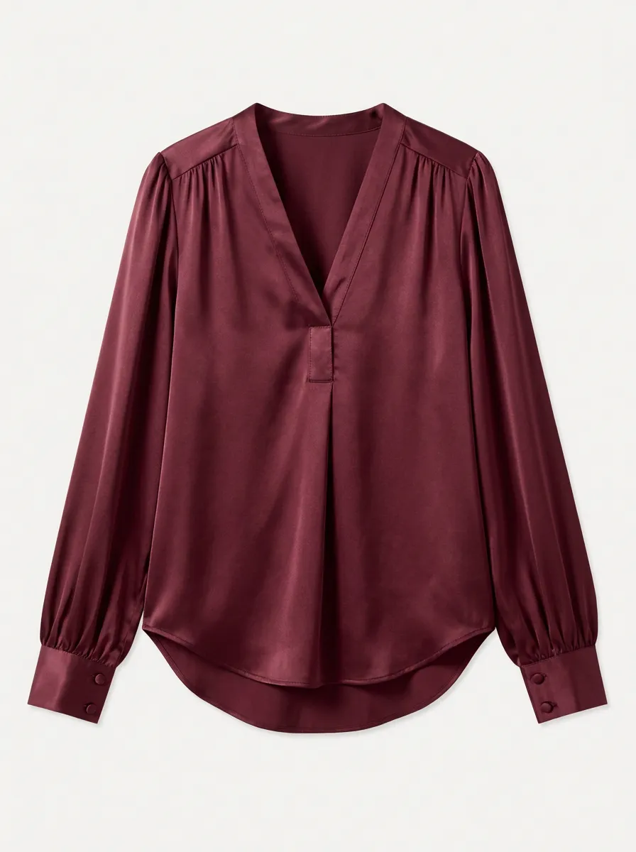 Women's Satin Cotton Long Sleeve Blouse