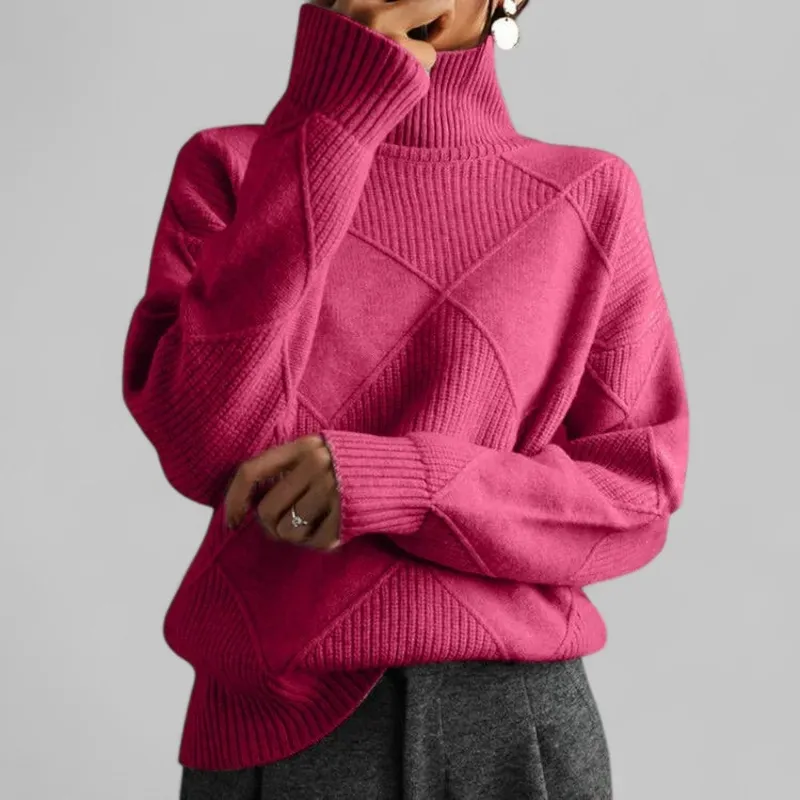 Winter Oversized Patterned Turtleneck Sweater