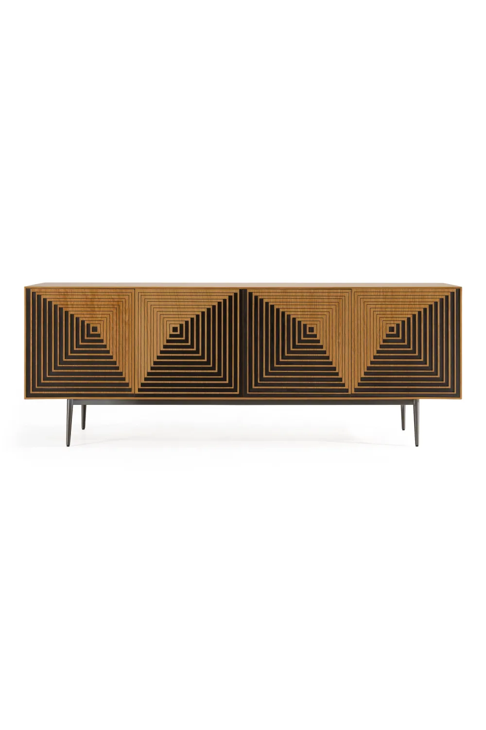 Geometric Patterned Oak Sideboard