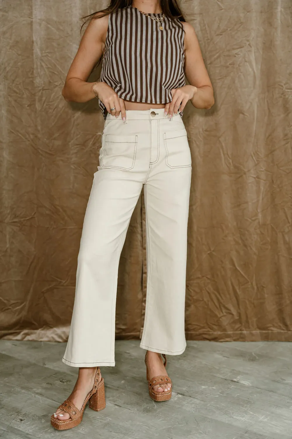 Pocketed Stitch Detail Pants