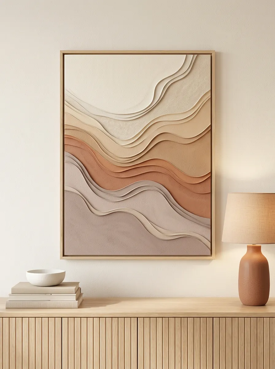 Minimalist Boho Abstract Wave Printed Wall Art