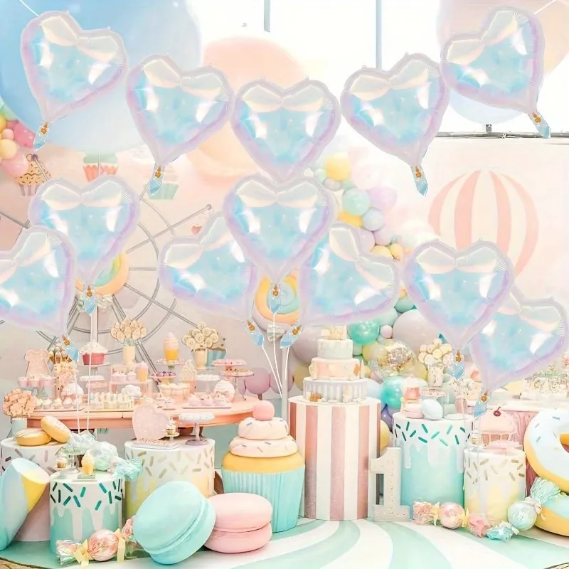 20 Pcs Iridescent Heart Balloon