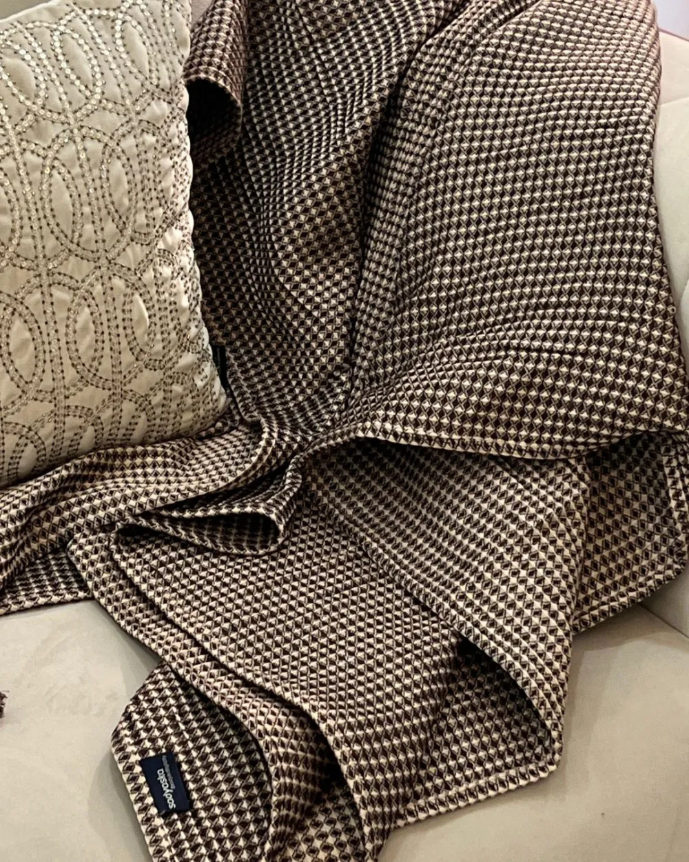 Coffee Honeycomb Woven Throw With Tassels