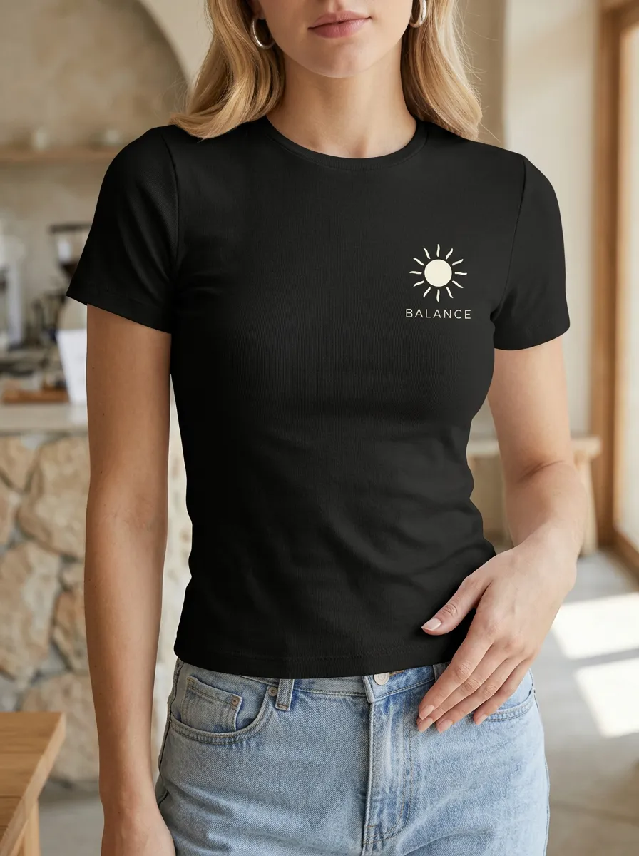 Women's Yoga Wellness Balance Sun Printed T-shirt