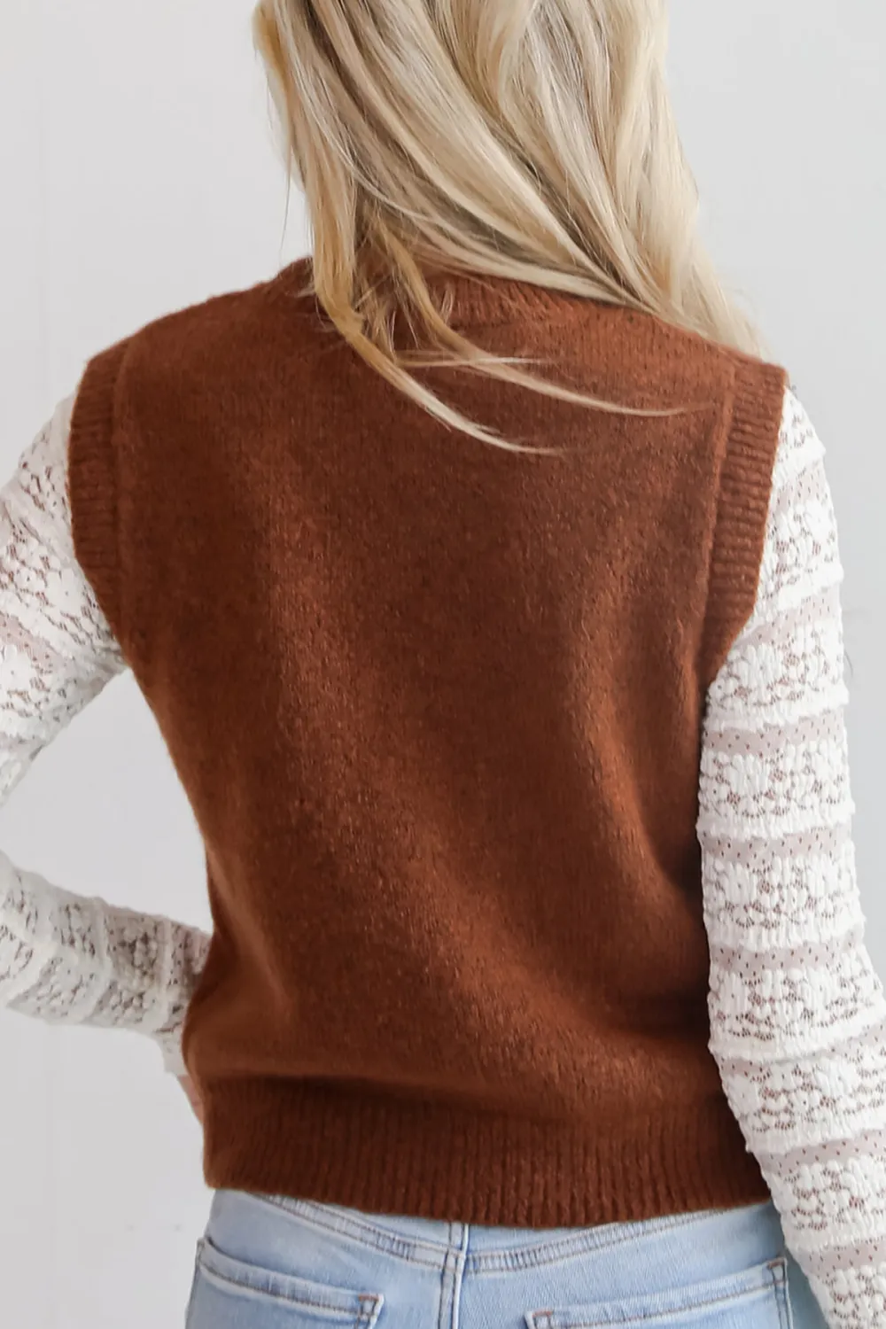 Stretchy Knit Fabrication Sweater Top