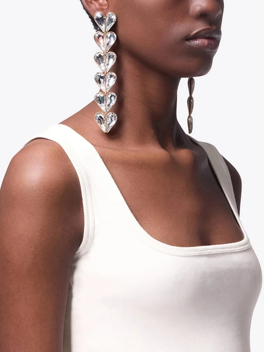 Lila  Crystal Heart Drop Earrings