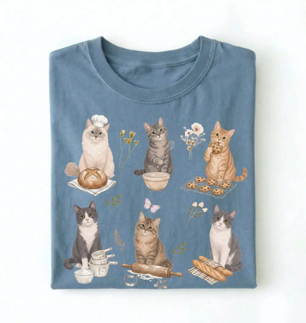 Cat Baking Graphic Cotton Tee