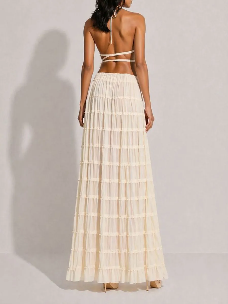 Anouk Two-Piece Pleated Chiffon Maxi Skirt Set