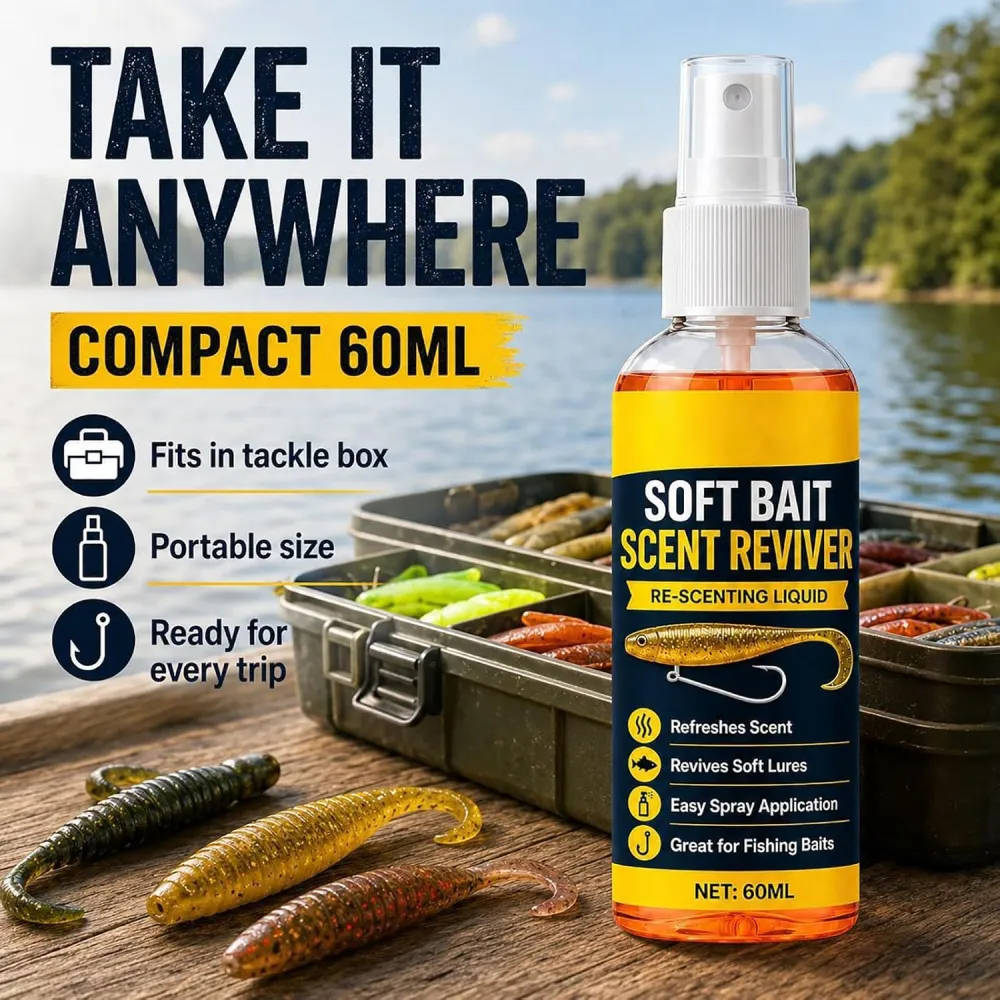 Soft Bait Scent Booster Spray, Soft Plastic Lure Scent Renew Spray, High‑Concentration Fishing Lure Scent Reviver