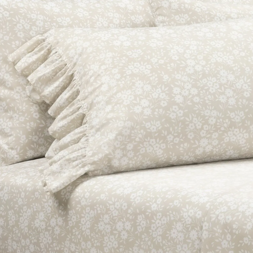 Floral Ruffled Garden Sheet Bedding Set