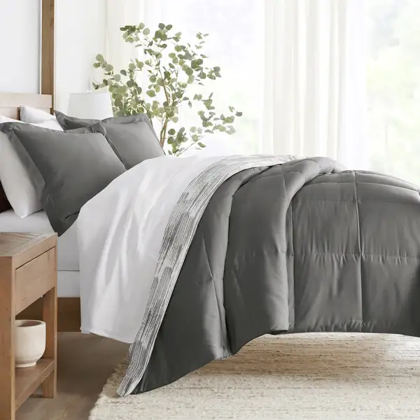 Textured Stripe Reversible Down Alternative Comforter Set