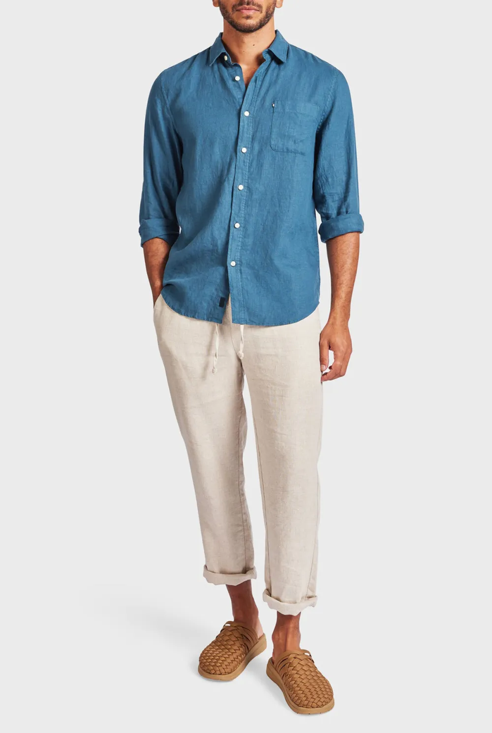 Abstract Stripe Linen Casual Button Up Shirt