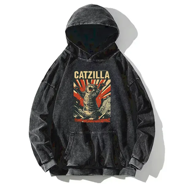 Catzilla Roaring Washed Hoodie