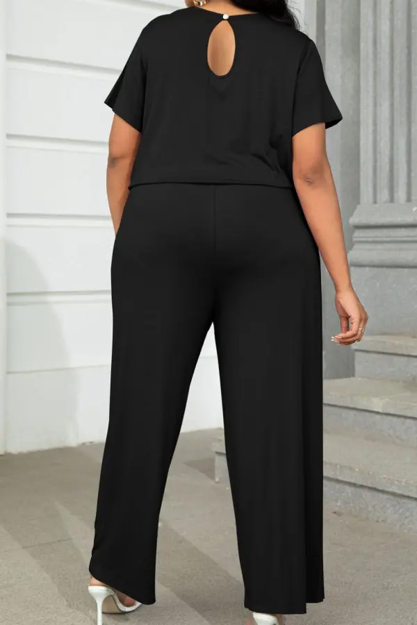 Plus Size Drawstring Waist Short Sleeve Shorts