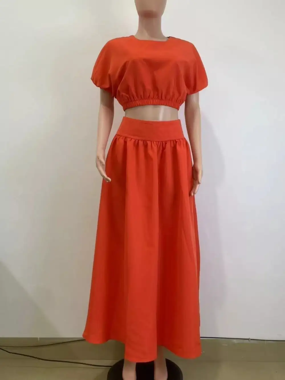 Polished Short Sleeve Crop Top And Skirt Set