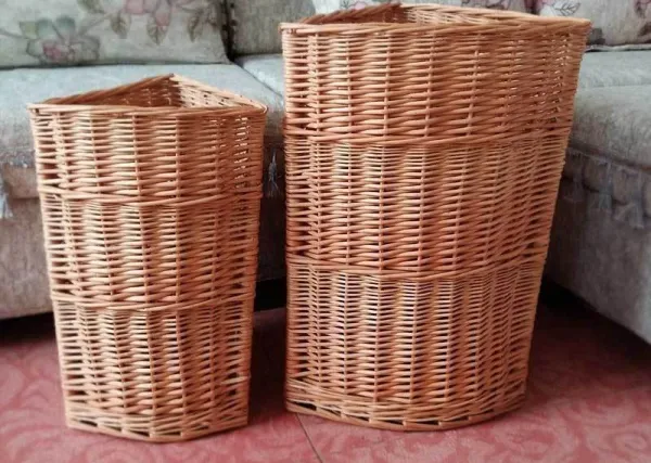 Corner Wicker Laundry Basket