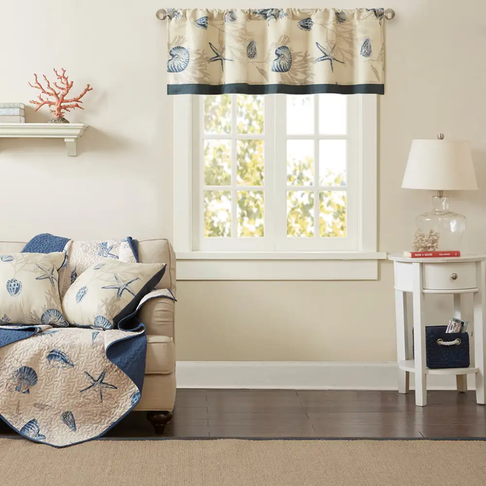 Cotton Solid Rod-Pocket Coastal Valance