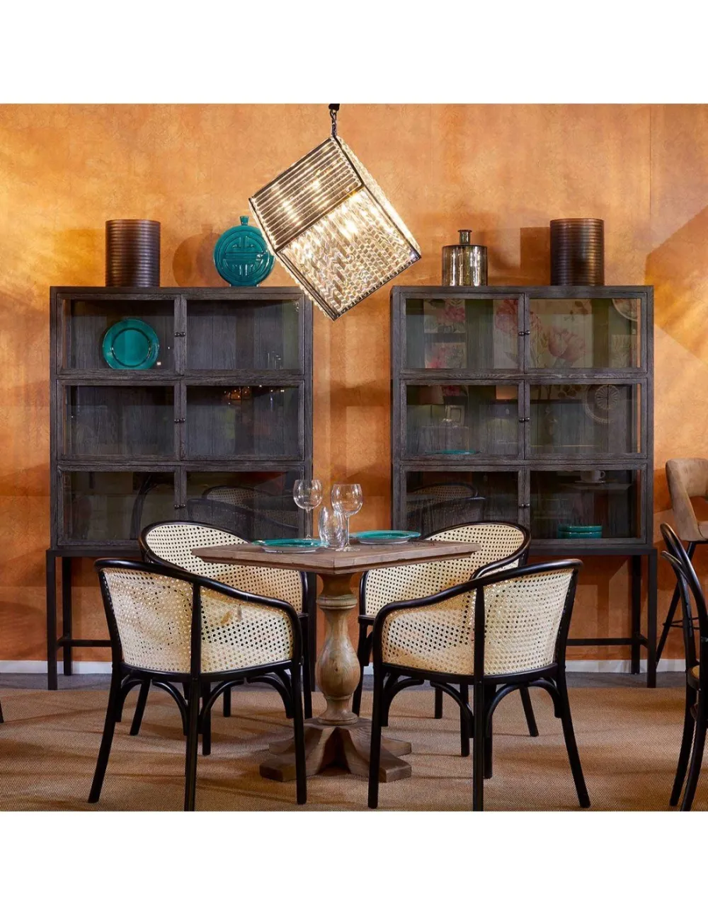 Black Woven Rattan Dining Chair