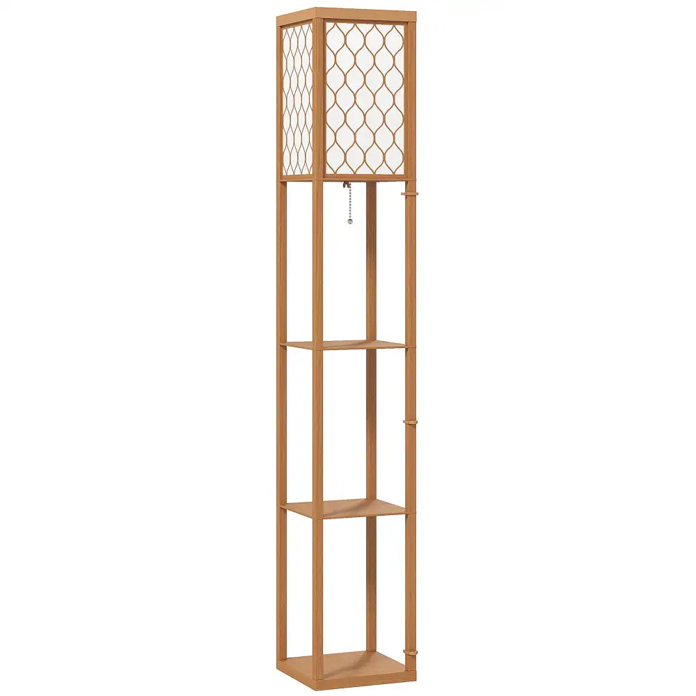 Everyday Shelf Pull Chain Fabric Shade Standing Floor Lamp