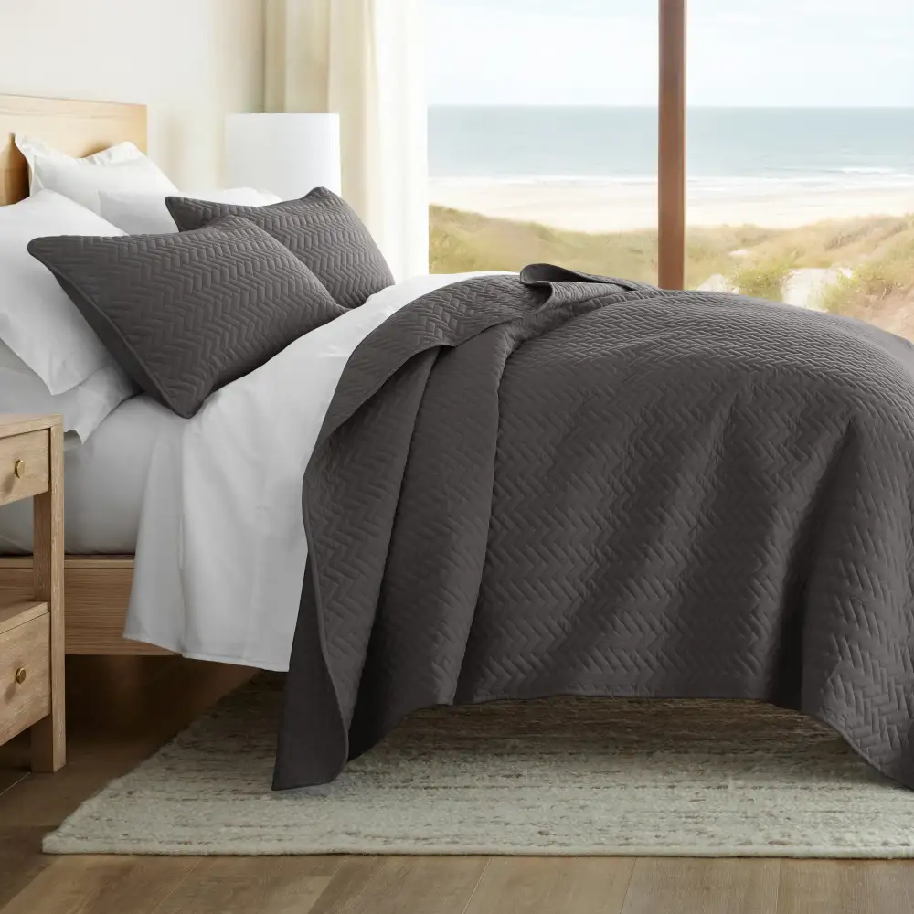 Herringbone Quilted Coverlet Set
