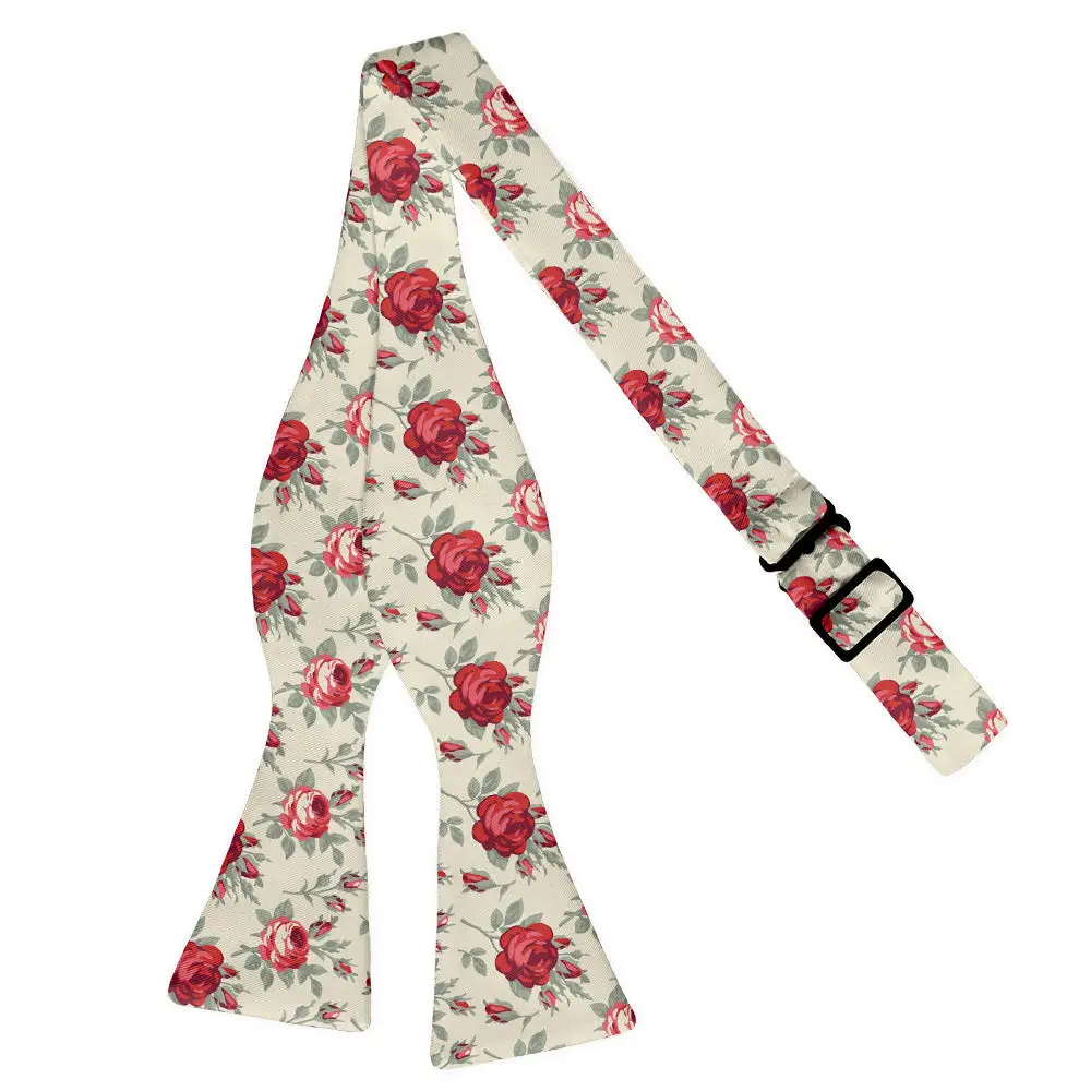 Antique Rose Pattern Bow Tie