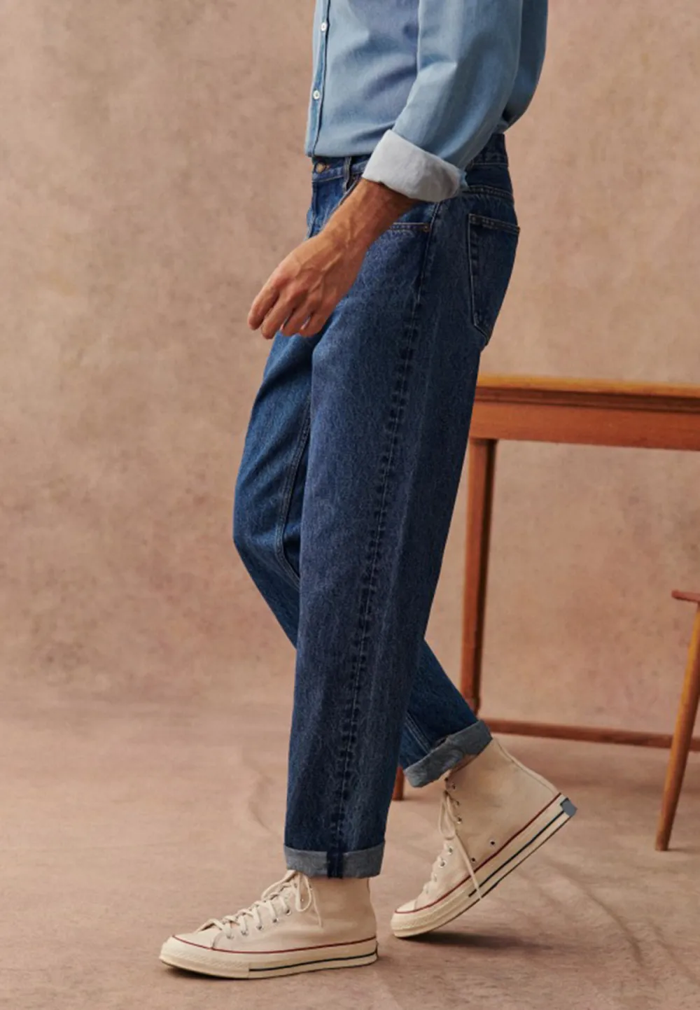 Dark Blue Straight Leg Casual Denim Jeans