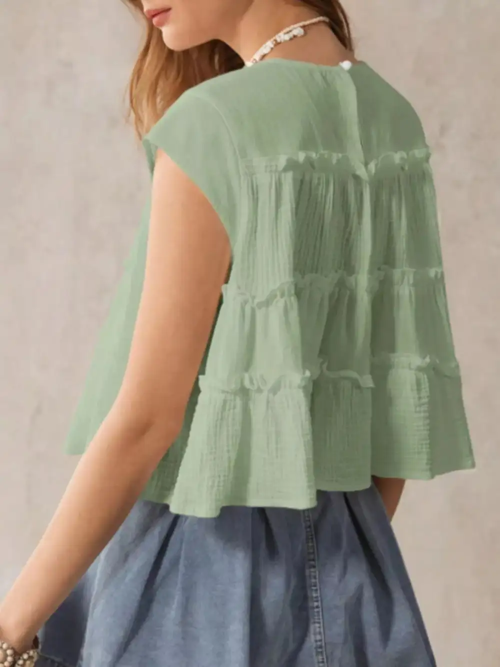 Tiered Cap Sleeve Blouse