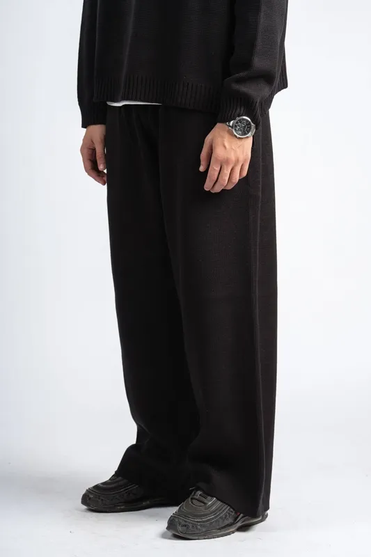Black Relaxed Knit Lounge Pants