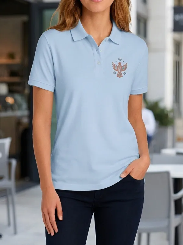 Women's Tribal Bird Boho Art Printed Polo Shirt
