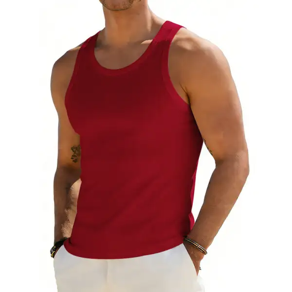 Men's Ribbed Casual Tank Top With Wide Straps And A Fitted Cut